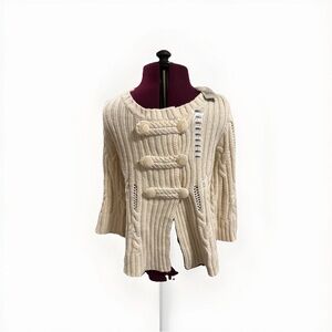 Heather B Cable Knit Sweater Mid Sleeve Bell Sz S NWT And Extra Button